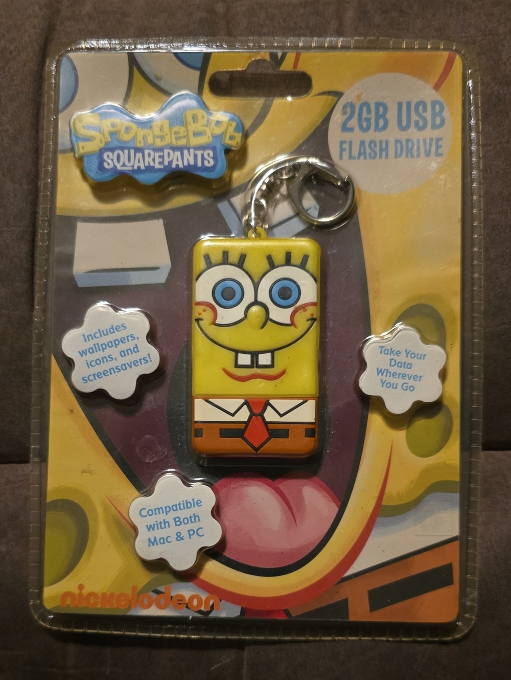 SpongeBob Squarepants Yellow & Blue Character USB Keychain
